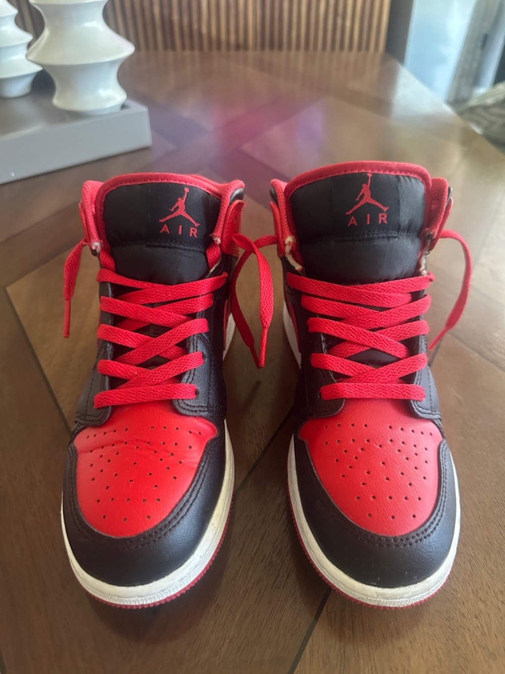 Nike Air Jordan 1 Mid GS Black Red “Bred” Sneakers 5.5Y